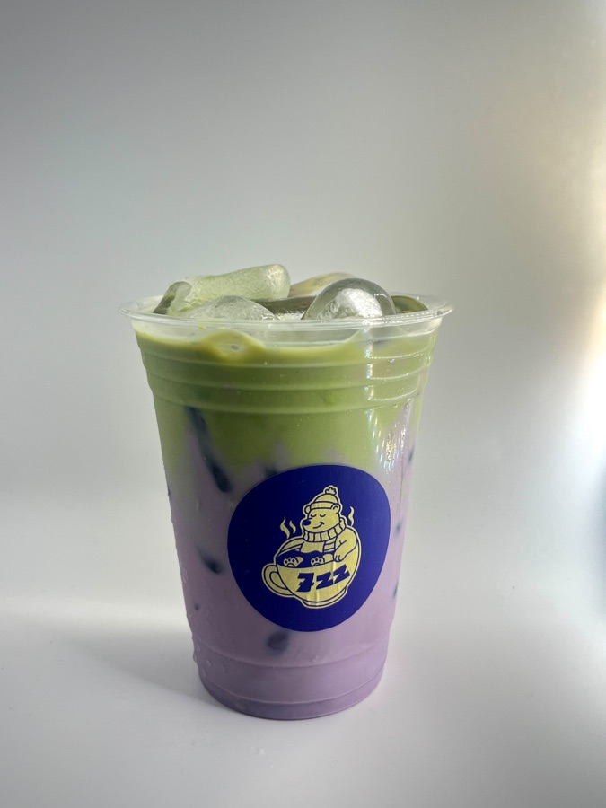 Iced vanilla ube matcha